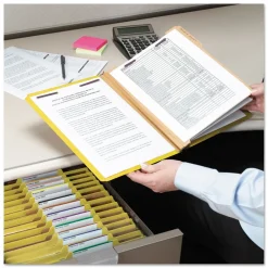 Online 8 SafeSHIELD Fasteners 3 Dividers Letter Size 8-Section Pressboard Top Tab Classification Folders - Yellow (10/Box) Filing & Folders