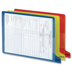 Sale 1/3-Cut End Tab Out 8.5 in. x 11 in. Colored Poly Out Guides with Pockets - Blue (25/Box) Filing & Folders