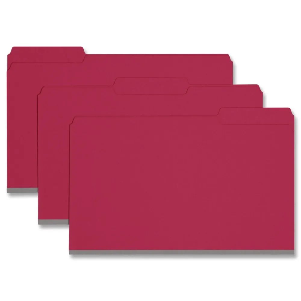 Hot 1/3-Cut Tabs Assorted Legal Size 1 in. Expansion Recycled Heavy Pressboard Folders - Bright Red (25/Box) Filing & Folders