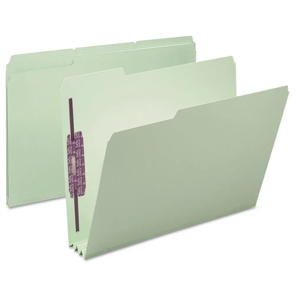 Outlet 1/3-Cut Tabs 3-in Expansion 2 SafeSHIELD Fasteners Letter Size Recycled Pressboard Fastener Folders - Gray-Green (25/Box) Filing & Folders
