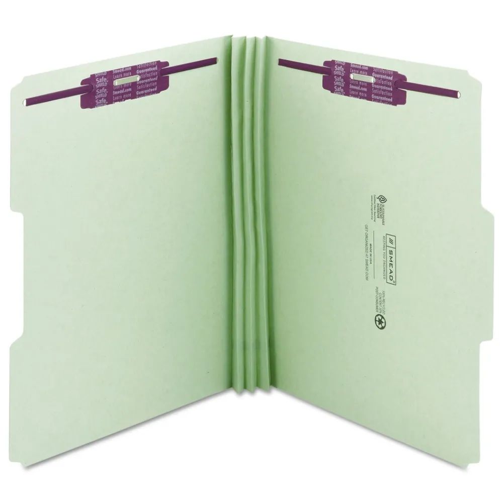 Outlet 1/3-Cut Tabs 3-in Expansion 2 SafeSHIELD Fasteners Letter Size Recycled Pressboard Fastener Folders - Gray-Green (25/Box) Filing & Folders