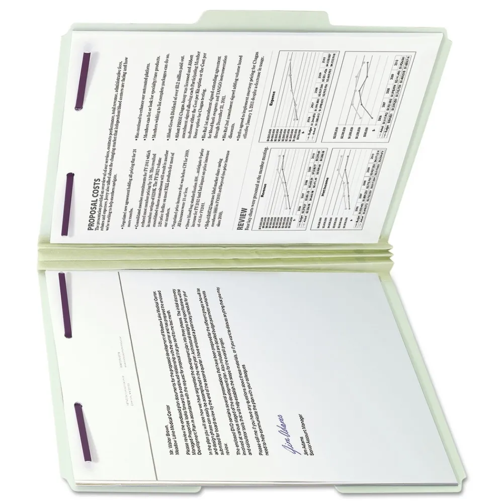 Outlet 1/3-Cut Tabs 3-in Expansion 2 SafeSHIELD Fasteners Letter Size Recycled Pressboard Fastener Folders - Gray-Green (25/Box) Filing & Folders