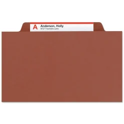 Eight SafeSHIELD Fasteners 2/5-Cut Tabs 3 Dividers Legal Size Pressboard Classification Folders - Red (10/Box) Filing & Folders