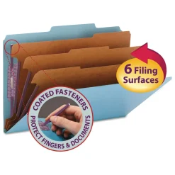 Hot Eight-Section 3-Divider Pressboard Top Tab Classification Folders - Legal Size/Blue (10/Box) Filing & Folders