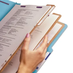 Hot Eight-Section 3-Divider Pressboard Top Tab Classification Folders - Legal Size/Blue (10/Box) Filing & Folders