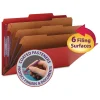 Clearance Eight-Section Pressboard Top Tab Classification Folders - Bright Red/Legal Size (10/Box) Filing & Folders