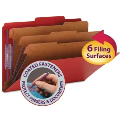 Clearance Eight-Section Pressboard Top Tab Classification Folders - Bright Red/Legal Size (10/Box) Filing & Folders
