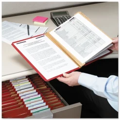 Clearance Eight-Section Pressboard Top Tab Classification Folders - Bright Red/Legal Size (10/Box) Filing & Folders