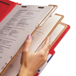 Clearance Eight-Section Pressboard Top Tab Classification Folders - Bright Red/Legal Size (10/Box) Filing & Folders