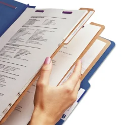Clearance Eight-Section Pressboard Top Tab Classification Folders - Dark Blue/Legal Size (10/Box) Filing & Folders