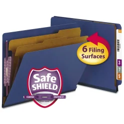 Best End Tab Pressboard Classification Folders with Six SafeSHIELD Fasteners - Letter, Dark Blue (10/Box) Filing & Folders