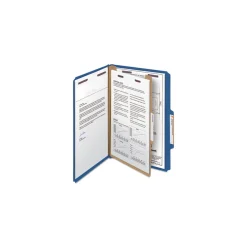 Online Four SafeSHIELD Fasteners 1 Divider Legal Size Four-Section Pressboard Top Tab Classification Folders - Dark Blue (10/Box) Filing & Folders