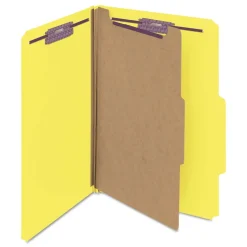 Best Four-Section Pressboard Top Tab Classification Folders - Yellow/Legal Size (10/Box) Filing & Folders