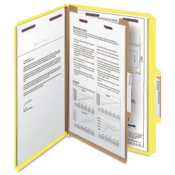 Best Four-Section Pressboard Top Tab Classification Folders - Yellow/Legal Size (10/Box) Filing & Folders