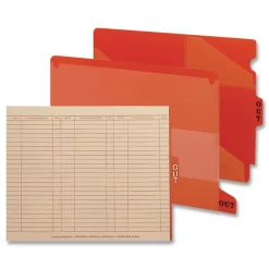 2-Pocket Style 1/5-Cut Top Tab Out 8.5 in. x 11 in. Poly Out Guide - Red (50/Box) Filing & Folders
