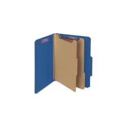 Sale 6-Section Pressboard Top Tab Classification Folders with 6 SafeSHIELD Fasteners - Letter Size/Dark Blue (10/Box) Filing & Folders
