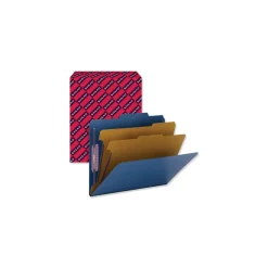 Sale 6-Section Pressboard Top Tab Classification Folders with 6 SafeSHIELD Fasteners - Letter Size/Dark Blue (10/Box) Filing & Folders