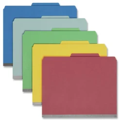 Online 6-Section Pressboard Top Tab Classification Folders with 6 SafeSHIELD Fasteners - Letter Size/Assorted (10/Box) Filing & Folders