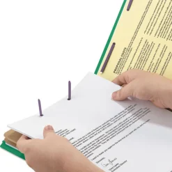 6-Section Pressboard Top Tab Classification Folders with 6 SafeSHIELD Fasteners - Letter Size/Green (10/Box) Filing & Folders