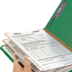 6-Section Pressboard Top Tab Classification Folders with 6 SafeSHIELD Fasteners - Letter Size/Green (10/Box) Filing & Folders