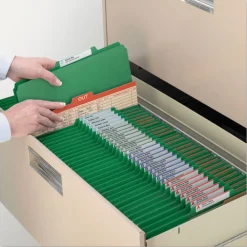 6-Section Pressboard Top Tab Classification Folders with 6 SafeSHIELD Fasteners - Letter Size/Green (10/Box) Filing & Folders