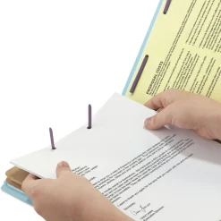 Clearance 6-Section Pressboard Top Tab Classification Folders with 6 SafeSHIELD Fasteners - Letter Size/Blue (10/Box) Filing & Folders