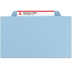 Outlet Six SafeSHIELD Fasteners 2 Dividers Legal Size Six-Section Pressboard Top Tab Classification Folders - Blue (10/Box) Filing & Folders