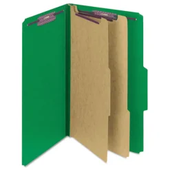 Outlet Six SafeSHIELD Fasteners 2 Dividers Legal Size Six-Section Pressboard Top Tab Classification Folders - Green (10/Box) Filing & Folders