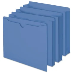 Outlet Straight Tab Letter Size Colored File Jackets with Reinforced Double-Ply Tab - Blue (100/Box) Filing & Folders