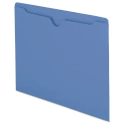 Outlet Straight Tab Letter Size Colored File Jackets with Reinforced Double-Ply Tab - Blue (100/Box) Filing & Folders