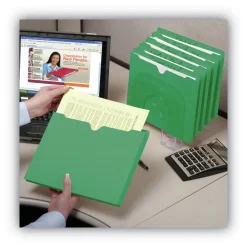 Discount Straight Tab Letter Size Colored File Jackets with Reinforced Double-Ply Tab - Green (50/Box) Filing & Folders