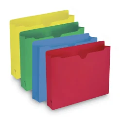 New Straight Tab Letter Size Colored File Jackets with Reinforced Double-Ply Tab - Assorted Colors (50/Box) Filing & Folders