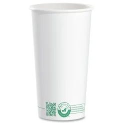 Clearance 20 oz Compostable Paper Hot Cups - White/Green (600/Carton) Tabletop And Serveware