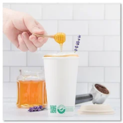 Clearance 20 oz Compostable Paper Hot Cups - White/Green (600/Carton) Tabletop And Serveware