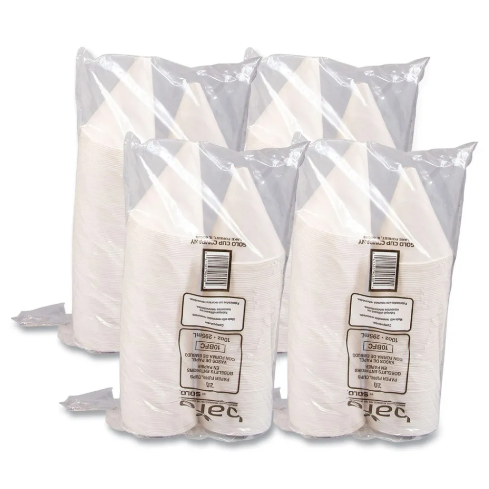 Hot Bare Eco-Forward 10 oz. ProPlanet Seal Treated Paper Funnel Cups - White (1000/Carton) Tabletop And Serveware