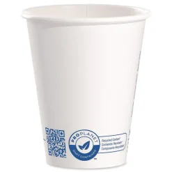New Recycled Content PCF Paper Hot Cups ProPlanet Seal 8 oz White/Blue (1000/Carton) Tabletop And Serveware