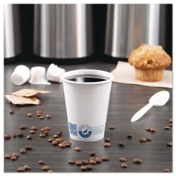 New Recycled Content PCF Paper Hot Cups ProPlanet Seal 8 oz White/Blue (1000/Carton) Tabletop And Serveware