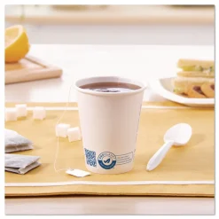 New Recycled Content PCF Paper Hot Cups ProPlanet Seal 8 oz White/Blue (1000/Carton) Tabletop And Serveware