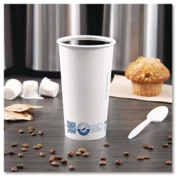Hot Recycled Content PCF Paper Hot Cups ProPlanet Seal 20 oz White/Blue 600/Carton Tabletop And Serveware