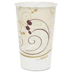 Hot RW16-J8000 Symphony Eco-Forward 16 oz. Paper Cold Cups - White/Red/Beige (1000/Carton) Tabletop And Serveware