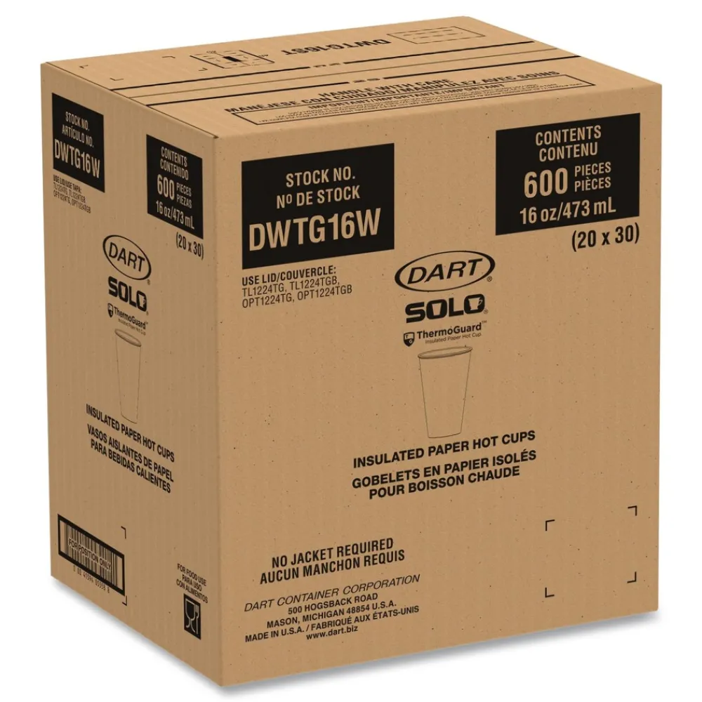 Hot Thermoguard 16 oz Sustainable Forest Print Insulated Paper Hot Cups - White (600/Carton) Tabletop And Serveware