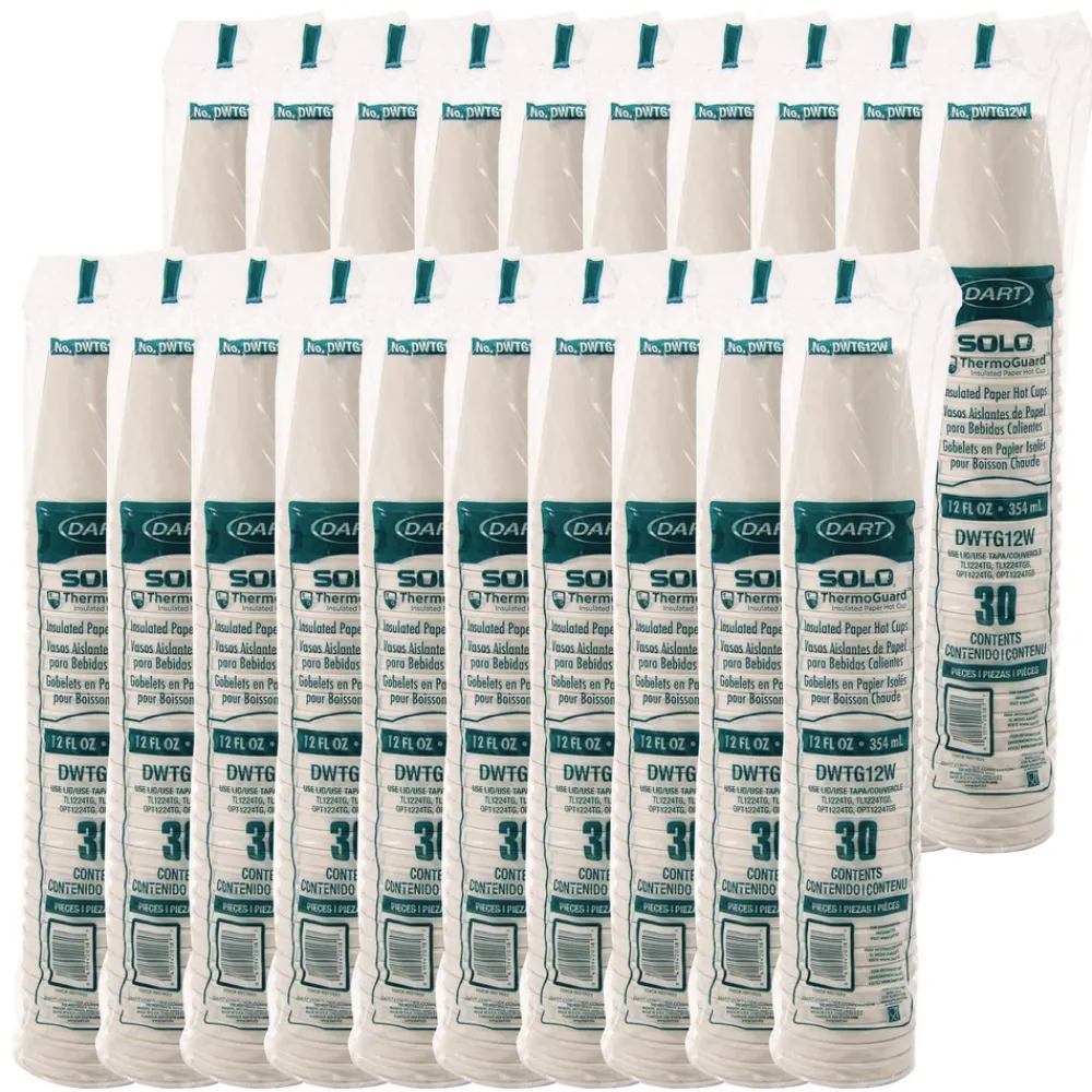 Hot Thermoguard 12 oz. Sustainable Forest Print Insulated Paper Hot Cups - White (600/Carton) Tabletop And Serveware