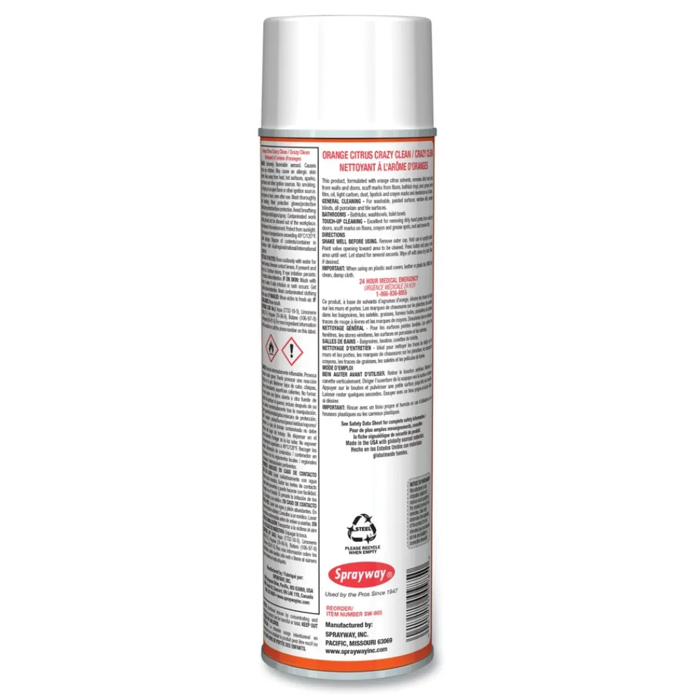 Outlet 19 oz. Aerosol Spray Orange Citrus Crazy Clean - Orange Scent (12/Carton) Odor Control