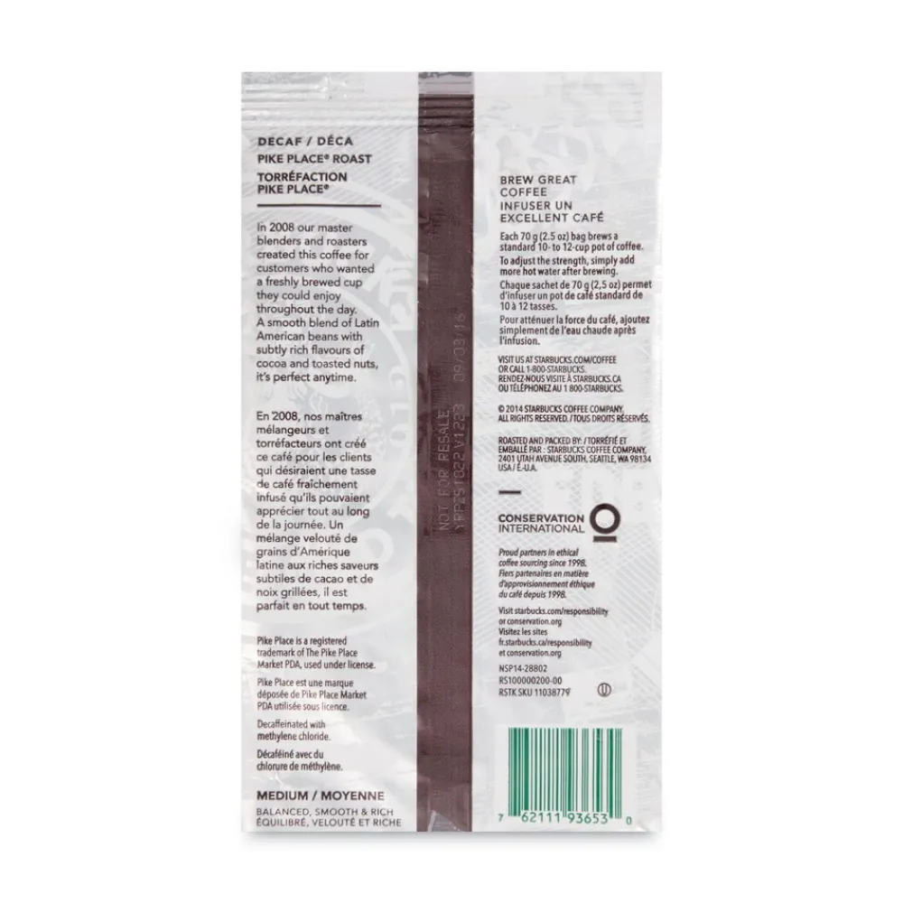 Outlet 12420994 2-1/2 oz Packet Coffee - Pike Place Decaf (18/Box) Food And Snacks