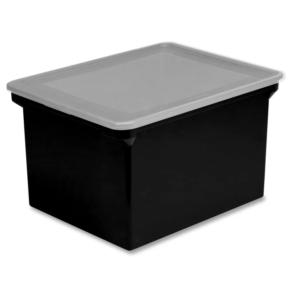 Clearance 13.9 in. x 18.3 in. x 10.6 in. Legal/Letter Tote with Comfort Edges - Black (4/Carton) Desk Accessories & Office Organizers