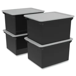 Clearance 13.9 in. x 18.3 in. x 10.6 in. Legal/Letter Tote with Comfort Edges - Black (4/Carton) Desk Accessories & Office Organizers