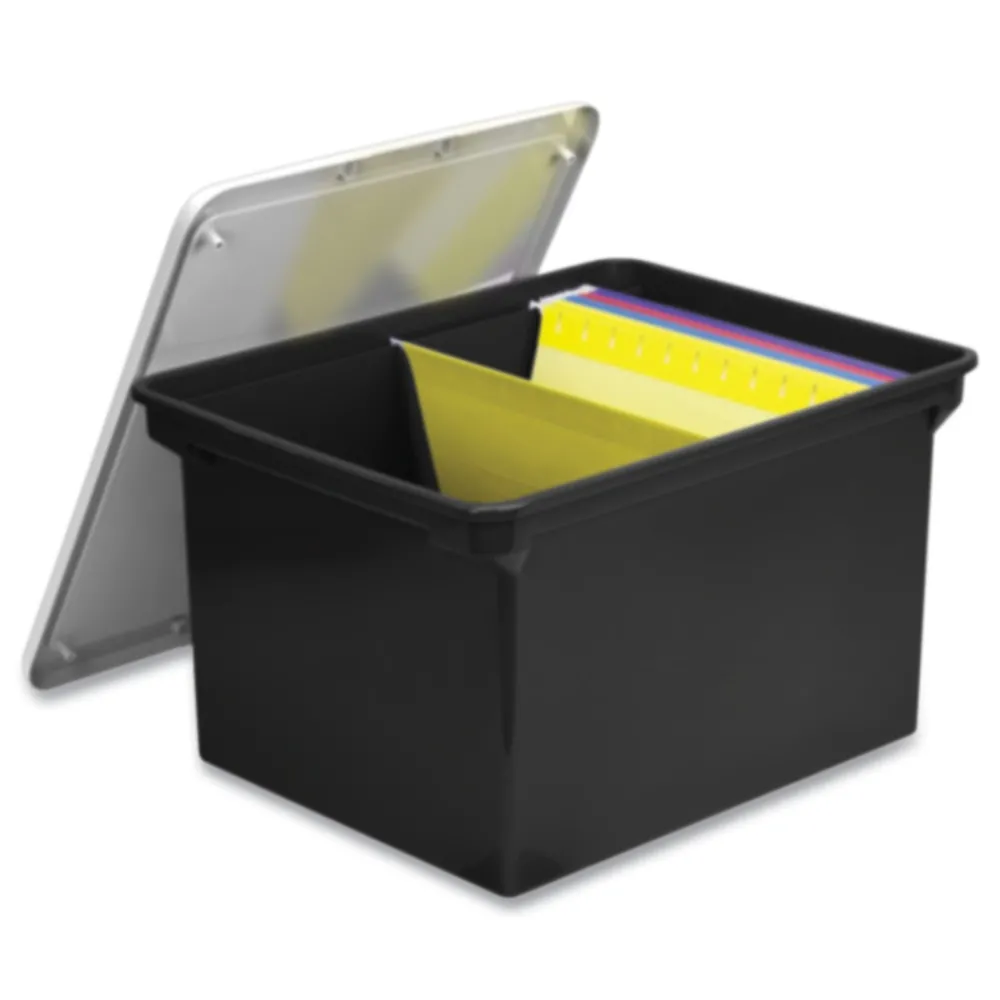 Clearance 13.9 in. x 18.3 in. x 10.6 in. Legal/Letter Tote with Comfort Edges - Black (4/Carton) Desk Accessories & Office Organizers
