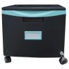 Sale 1 Legal/letter-Size File Drawer 14.75 in. x 18.25 in. x 12.75 in. Single-Drawer Mobile Filing Cabinet - Black/Teal Office Furniture & Lighting