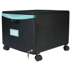 Sale 1 Legal/letter-Size File Drawer 14.75 in. x 18.25 in. x 12.75 in. Single-Drawer Mobile Filing Cabinet - Black/Teal Office Furniture & Lighting