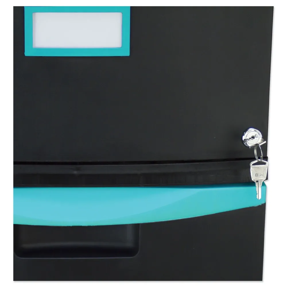 Sale 1 Legal/letter-Size File Drawer 14.75 in. x 18.25 in. x 12.75 in. Single-Drawer Mobile Filing Cabinet - Black/Teal Office Furniture & Lighting